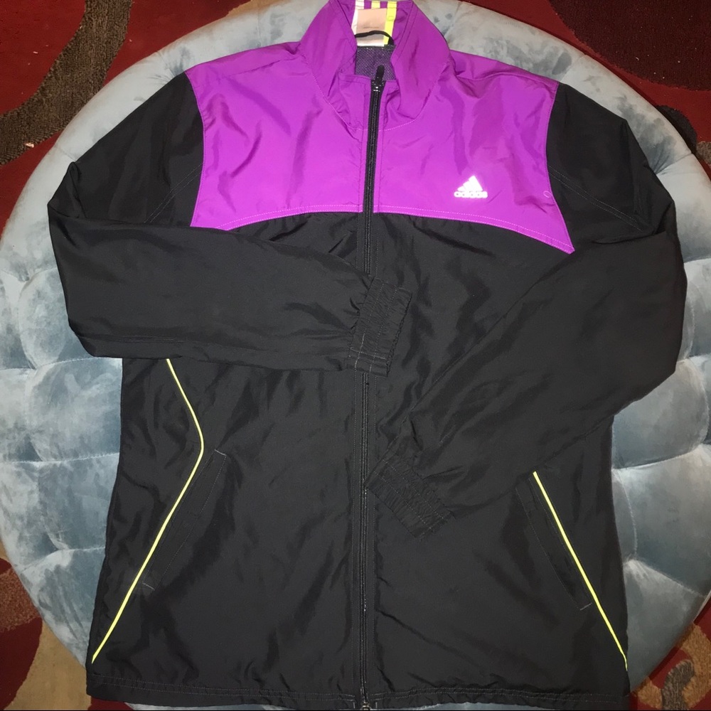 COOL! Adidas Track Jacket Purple/ Black Sz Large!